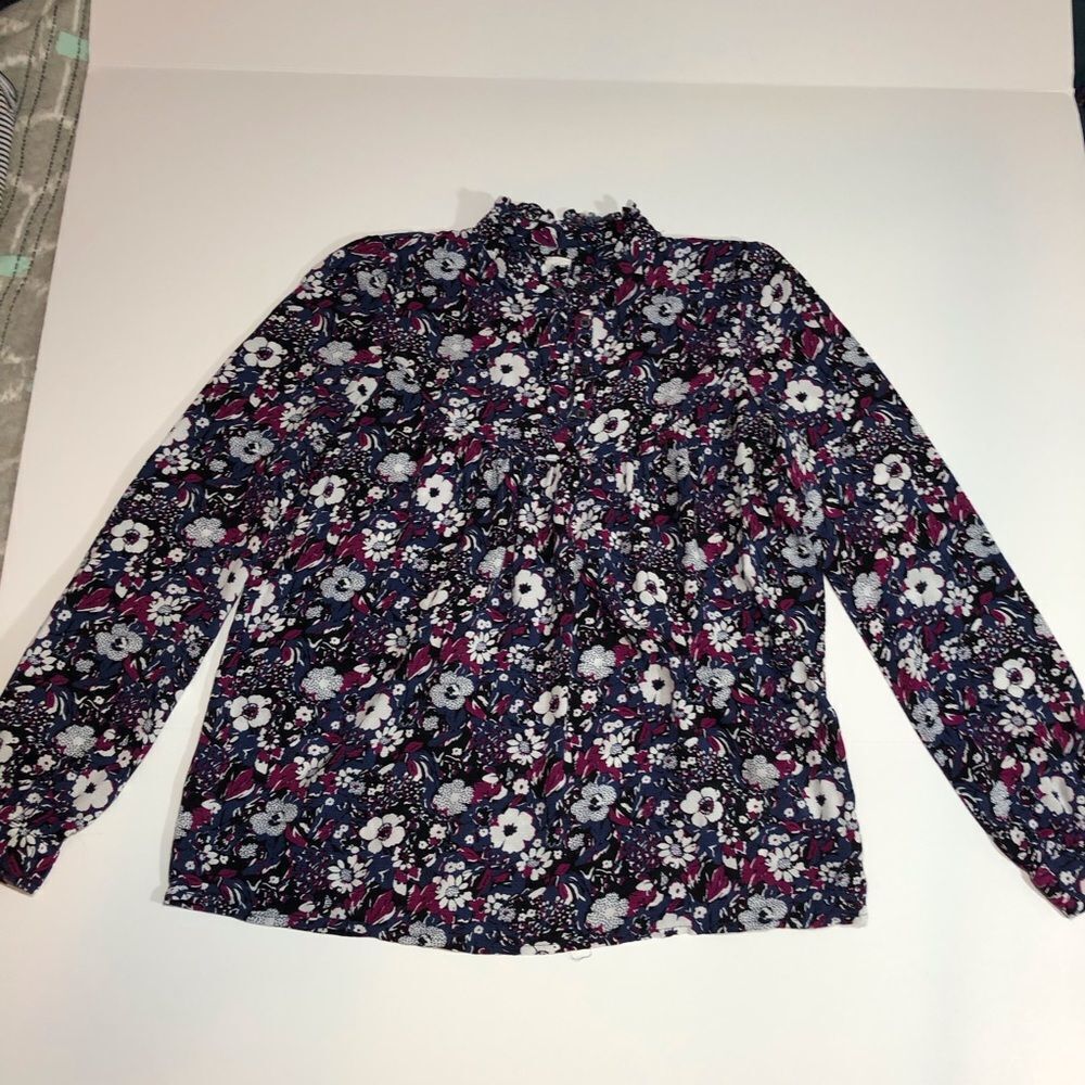 Gap Floral Blouse with Ruffled Neck and Long Sleeves - Picture 3 of 12